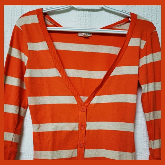 Orange & Tan Striped Cardigan - Picture 2 of 2